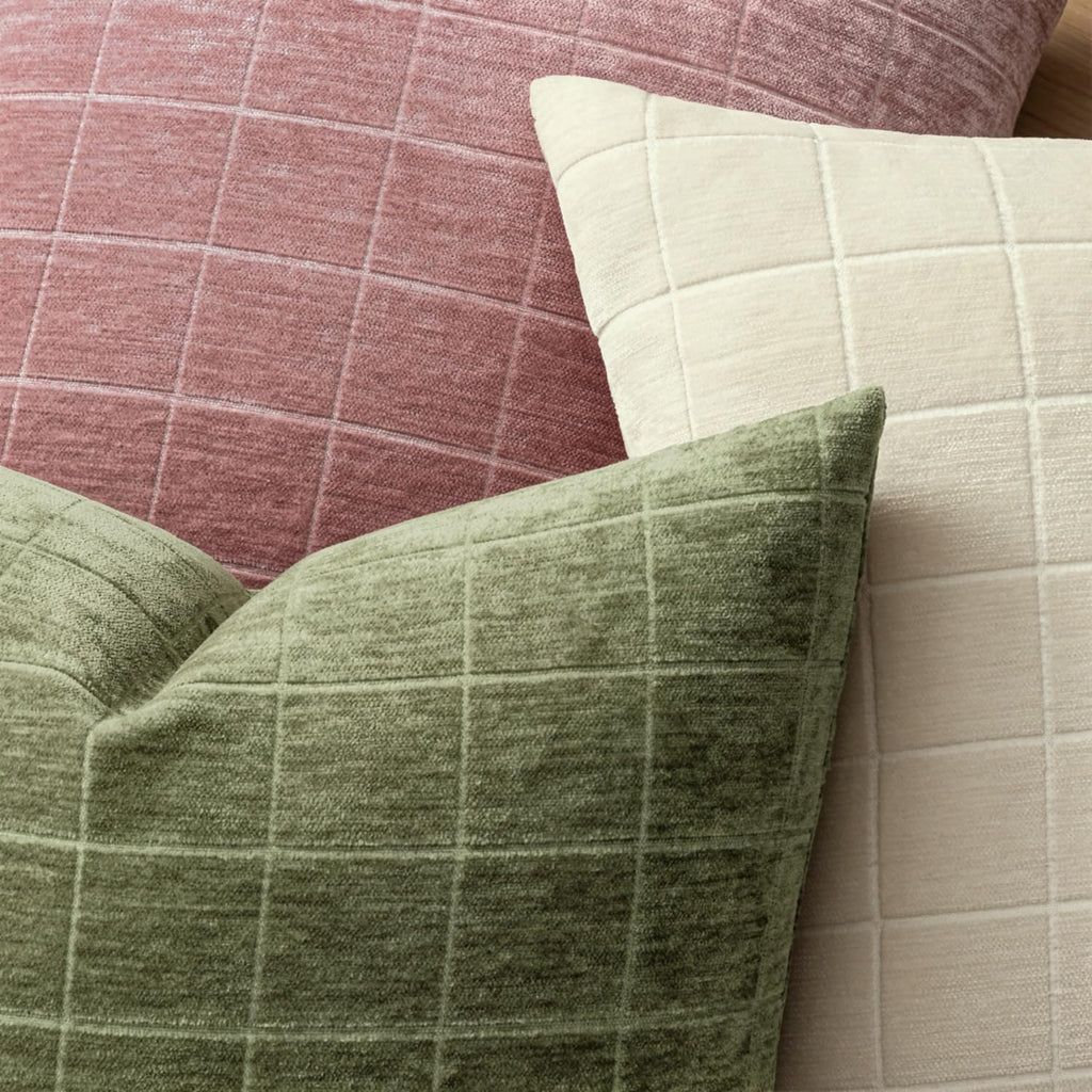 Miulee Decorative Chenille Check Throw Pillow Covers Vintage Plaid Couch Pillows 20x20 Inch Set of 2 Neutral Boho Farmhouse Cushion Covers…