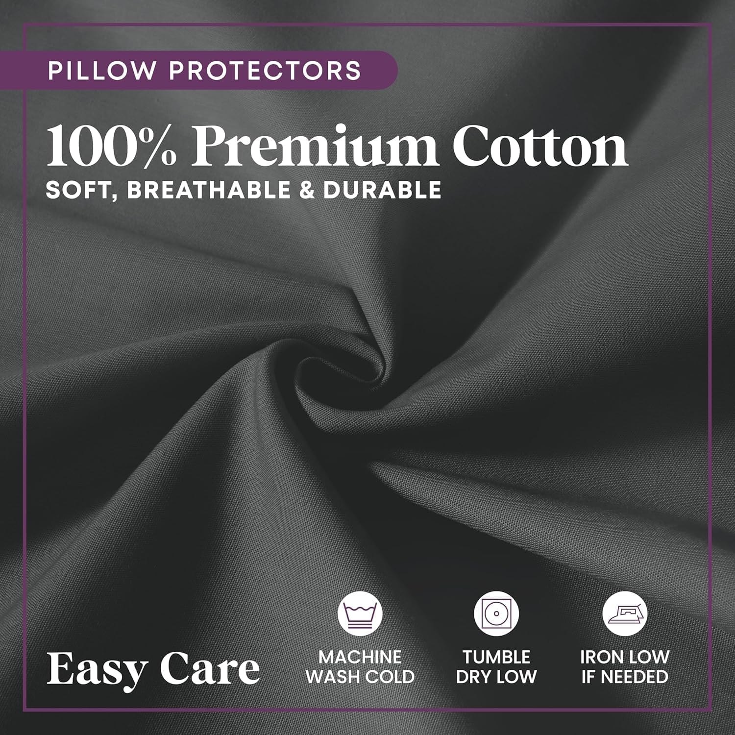 CirclesHome Wedge Pillow Cover 100% Cotton, Zippered Wedge Pillow Case Protector, Soft, Hypoallergenic & Breathable -Dark Grey, (24Wx25Lx12…