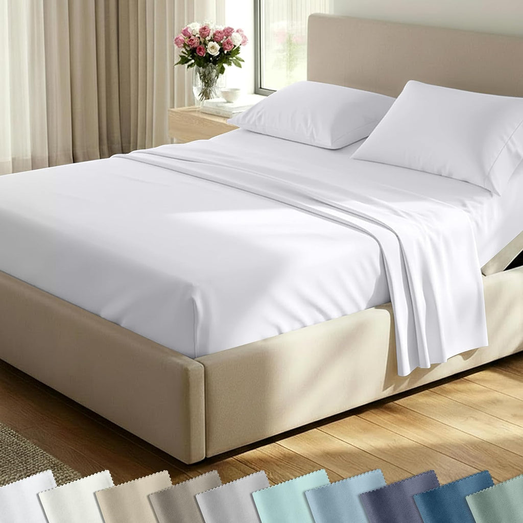 CaliforniaDesignDen California Design Den Soft 100% Cotton Split King Sheet Set, 400 TC Good Housekeeping Award Winner, Silky Smooth Sateen…
