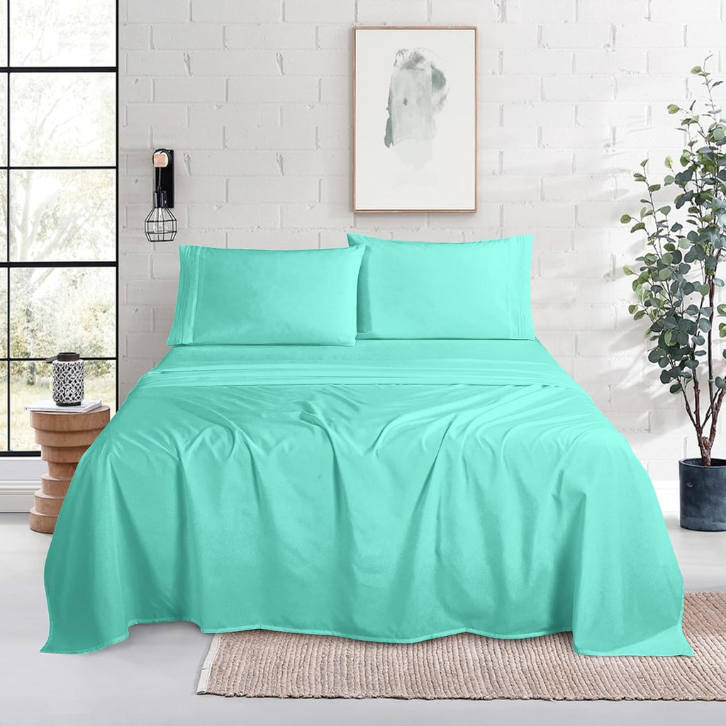 MocassiLuxuryBedding Mocassi Twin Size 4-Piece Bed Sheet Set - 1800 Hotel Quality Microfiber 18-24 Inches Extra Deep Pocket Fitted Sheet- L…