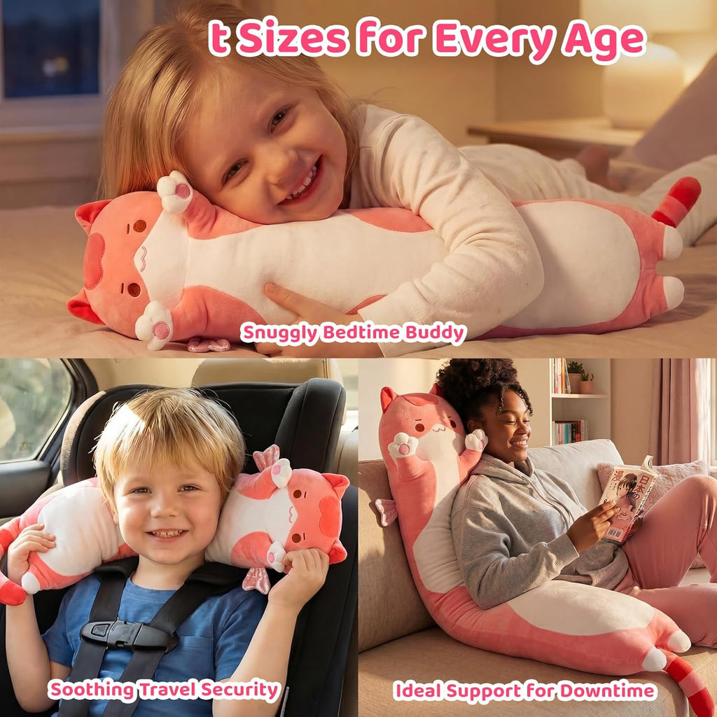 Mewaii Long Cat Plush 5 Sizes, 120% Extra Filling Giant Plushness Kids Body Pillow, Kawaii Cute Pink Cat Stuffed Animals Plushies, Big…