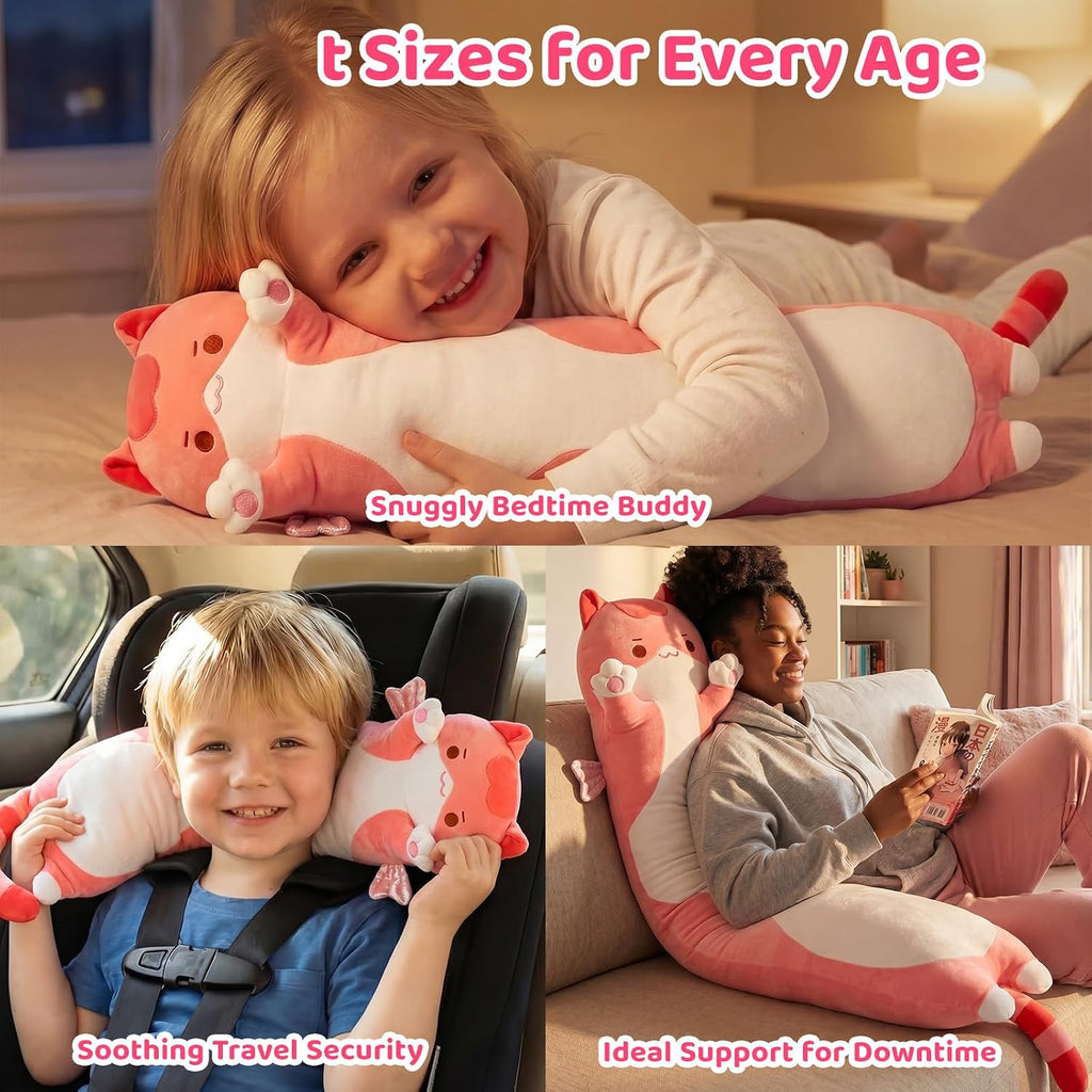 Mewaii Long Cat Plush 5 Sizes, 120% Extra Filling Giant Plushness Kids Body Pillow, Kawaii Cute Pink Cat Stuffed Animals Plushies, Big…