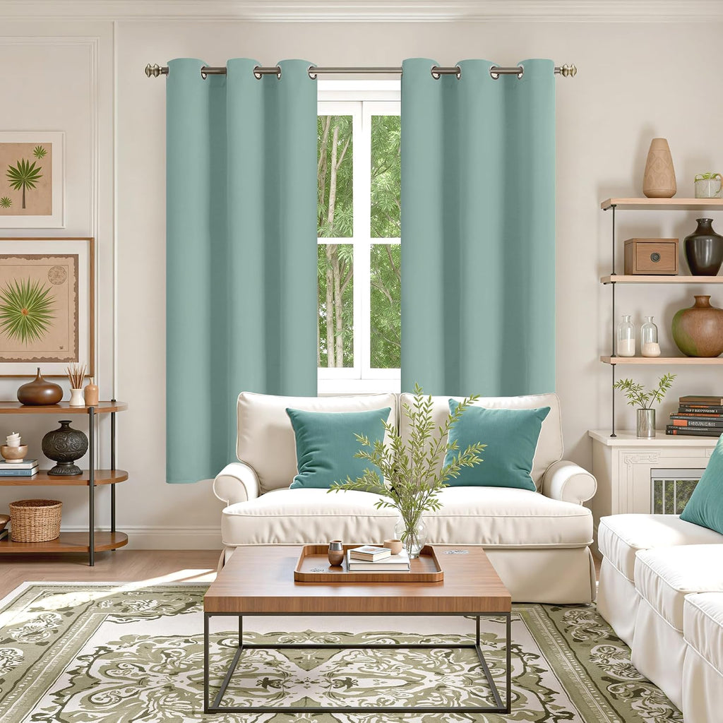 YoungsTex 72 Inches Length Light Green Blackout Curtains for Living Room - Thermal Insulated Drapes with Grommet Room Darkening Spring Deco…