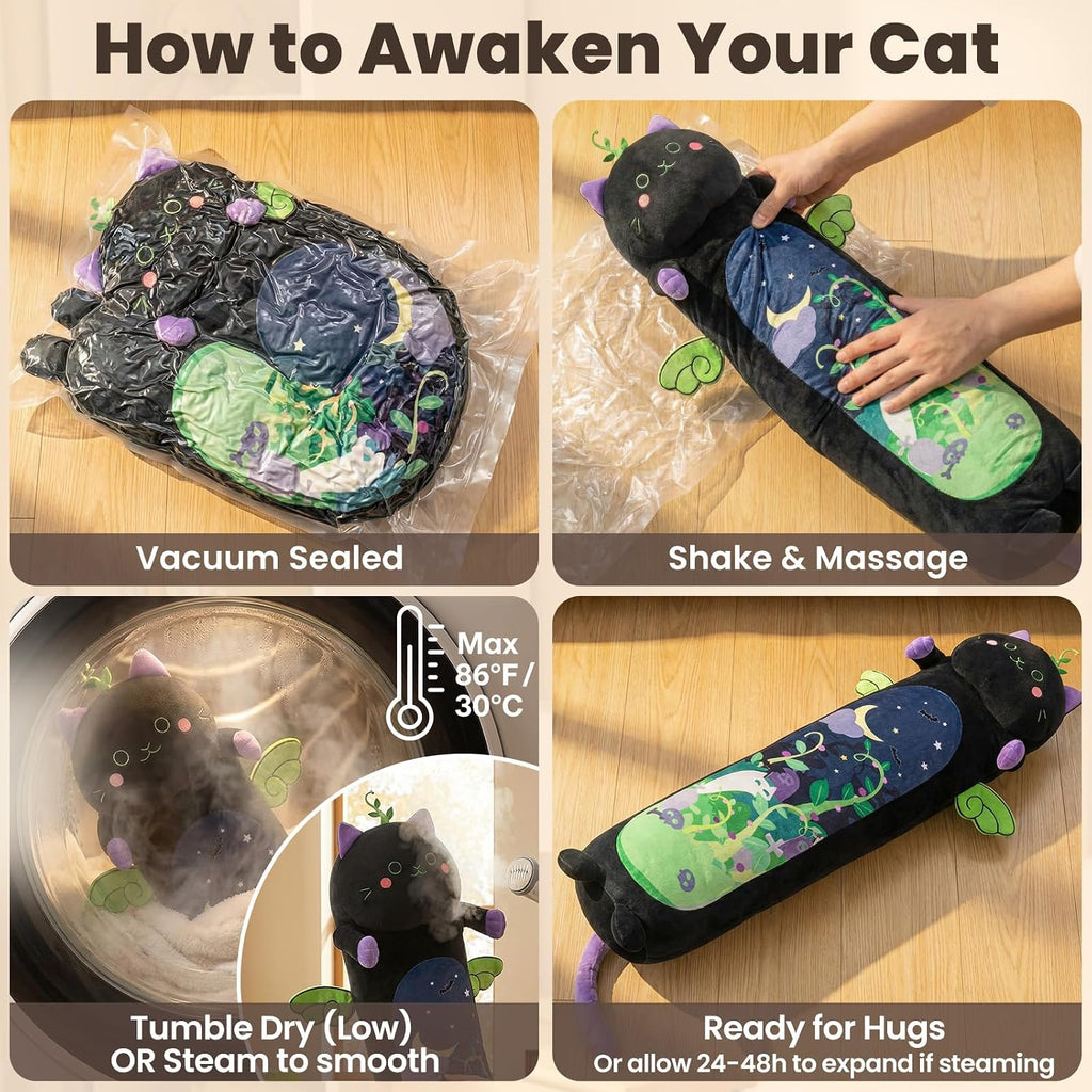 Mewaii Long Cat Plush 5 Sizes, 120% Extra Filling Giant Plushness Kids Body Pillow, Kawaii Cute Black Cat Stuffed Animals Plushies, Big…