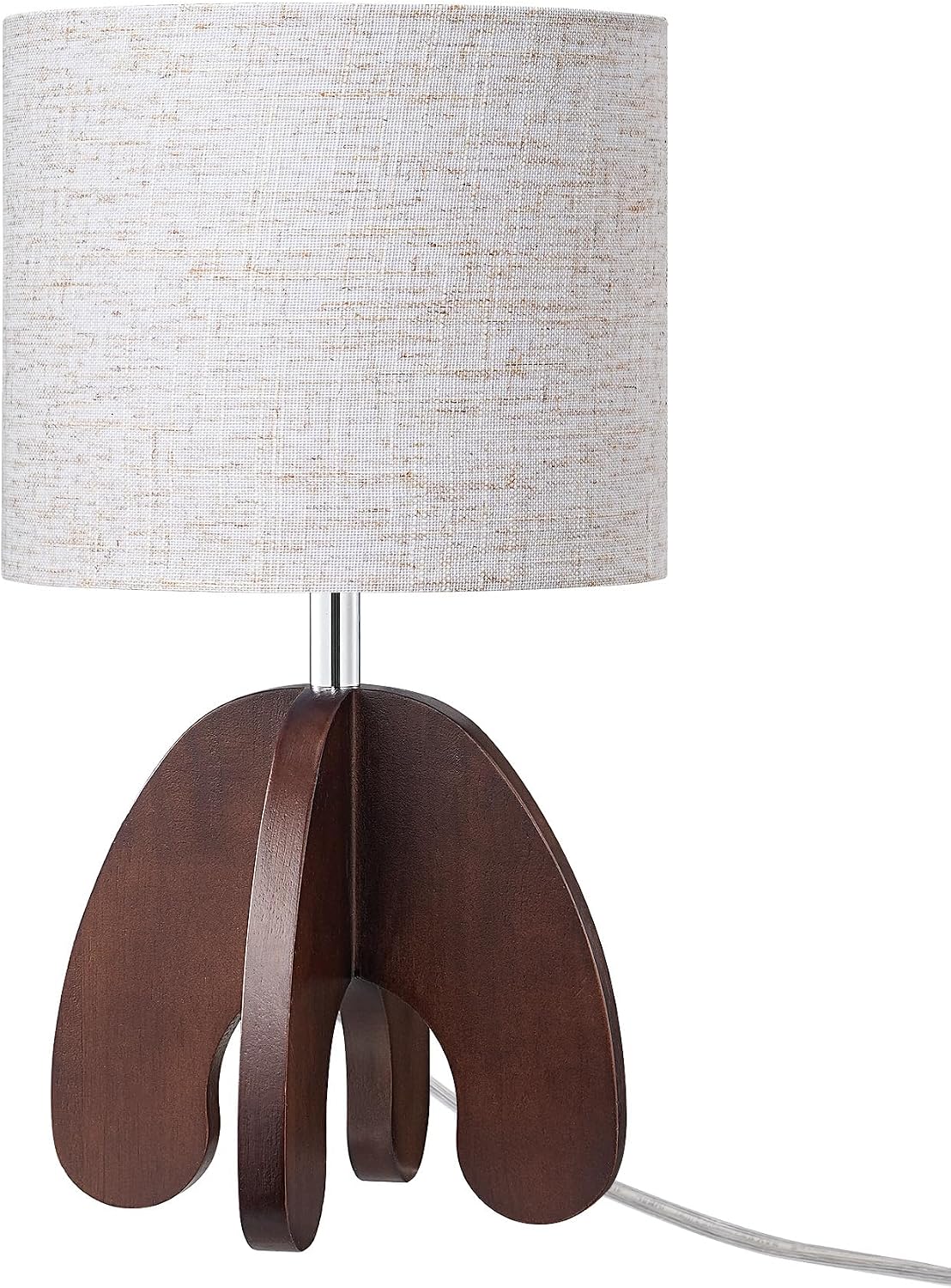 EDISHINE 14.17" Small Table Lamp, Integrated Four-Legged Wooden Bedside Lamp Base, Beige Linen Lampshade, E26, Modern Nightstand Lamp for…