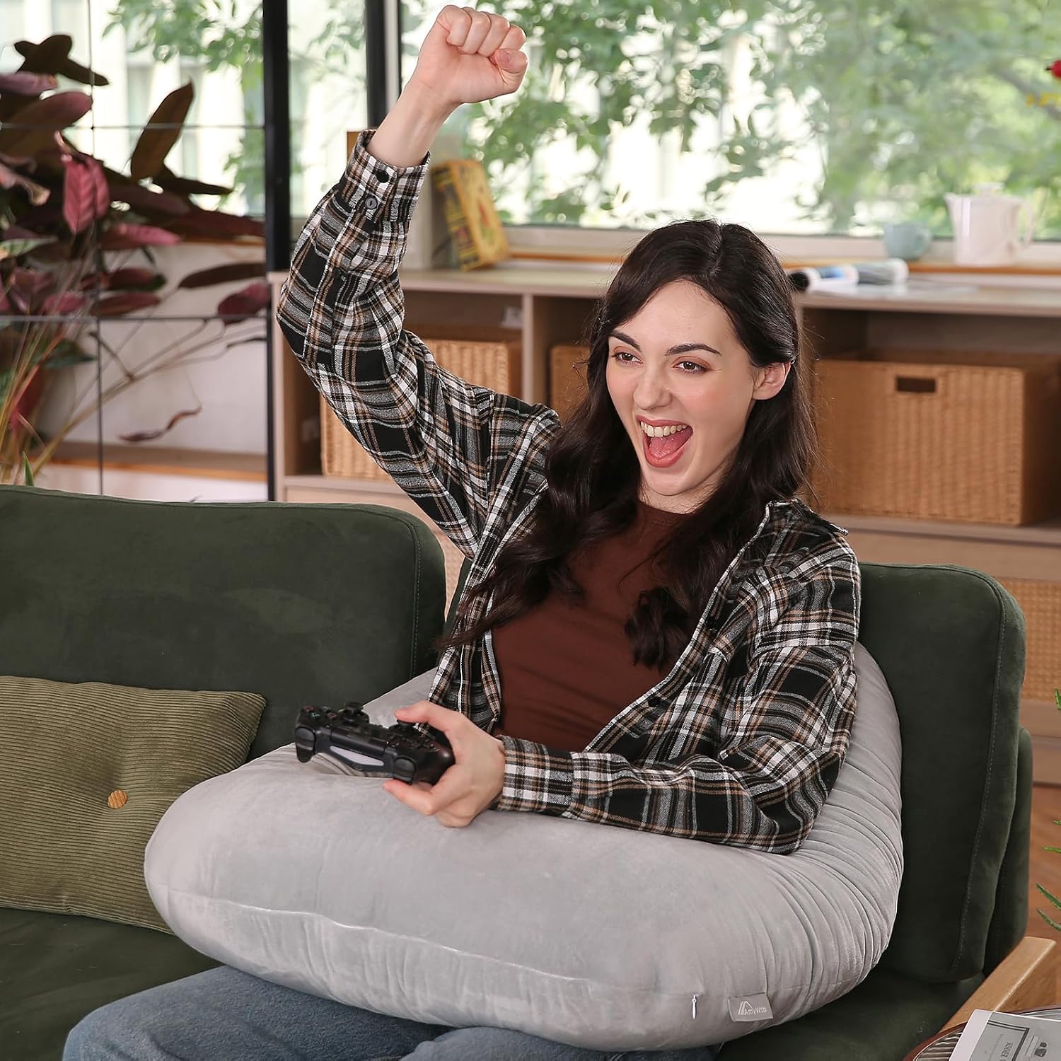 Ergonomic U-Shape Gaming & Lap Pillow - Crochet Pillow & Reading Support Pillow with Arm Relief, Comfort for Gamers, Crafters & Book…