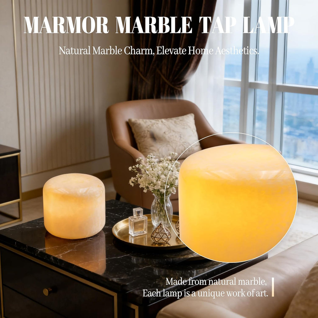 Marmor Marble Lamp Night Light Touch Bedside Table Lamp for Bedroom, Type-C Rechargeable Small Desk Bedside Small Lamps, Eye Caring Dimmable…