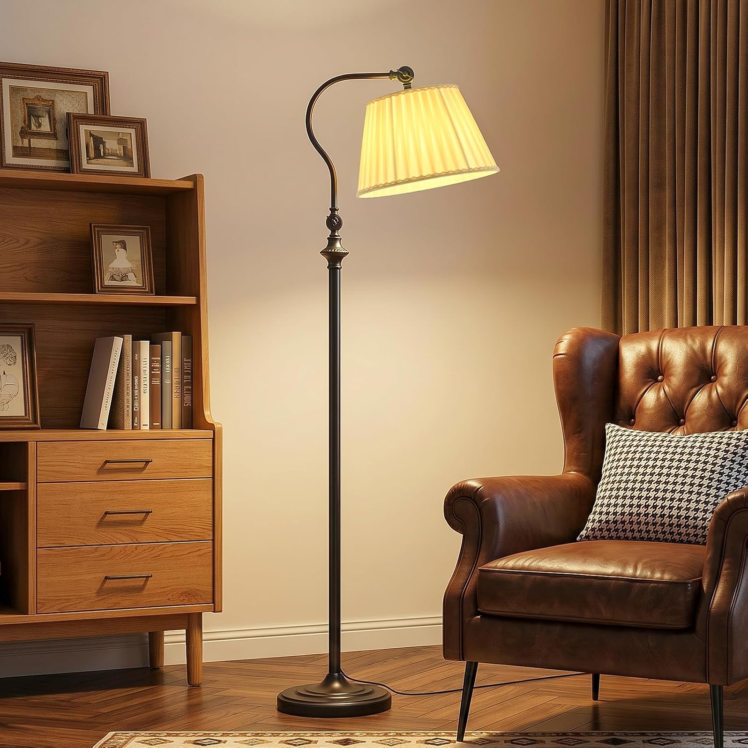 Floor Lamp with Fabric Shade,12W Smart Remote and Bluetooth Dimmable, Standing Lamps for Living Room Corner Bedroom Bedside Farmhouse…