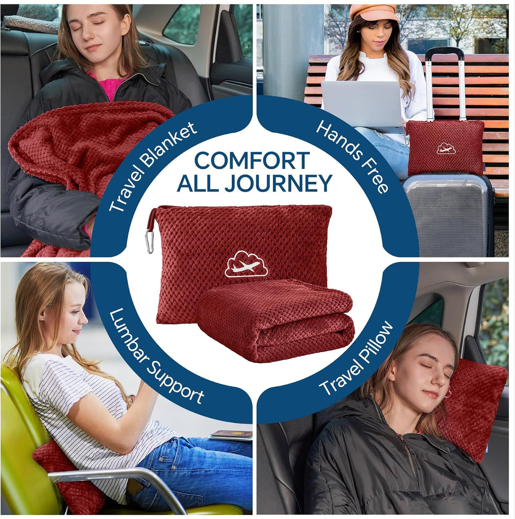 Bedelite Travel Blanket with Bag, Ultra-Soft Jacquard Fleece Blanket with Luggage Sleeve & Backpack Clip, Airplane Blanket Travel Essential…