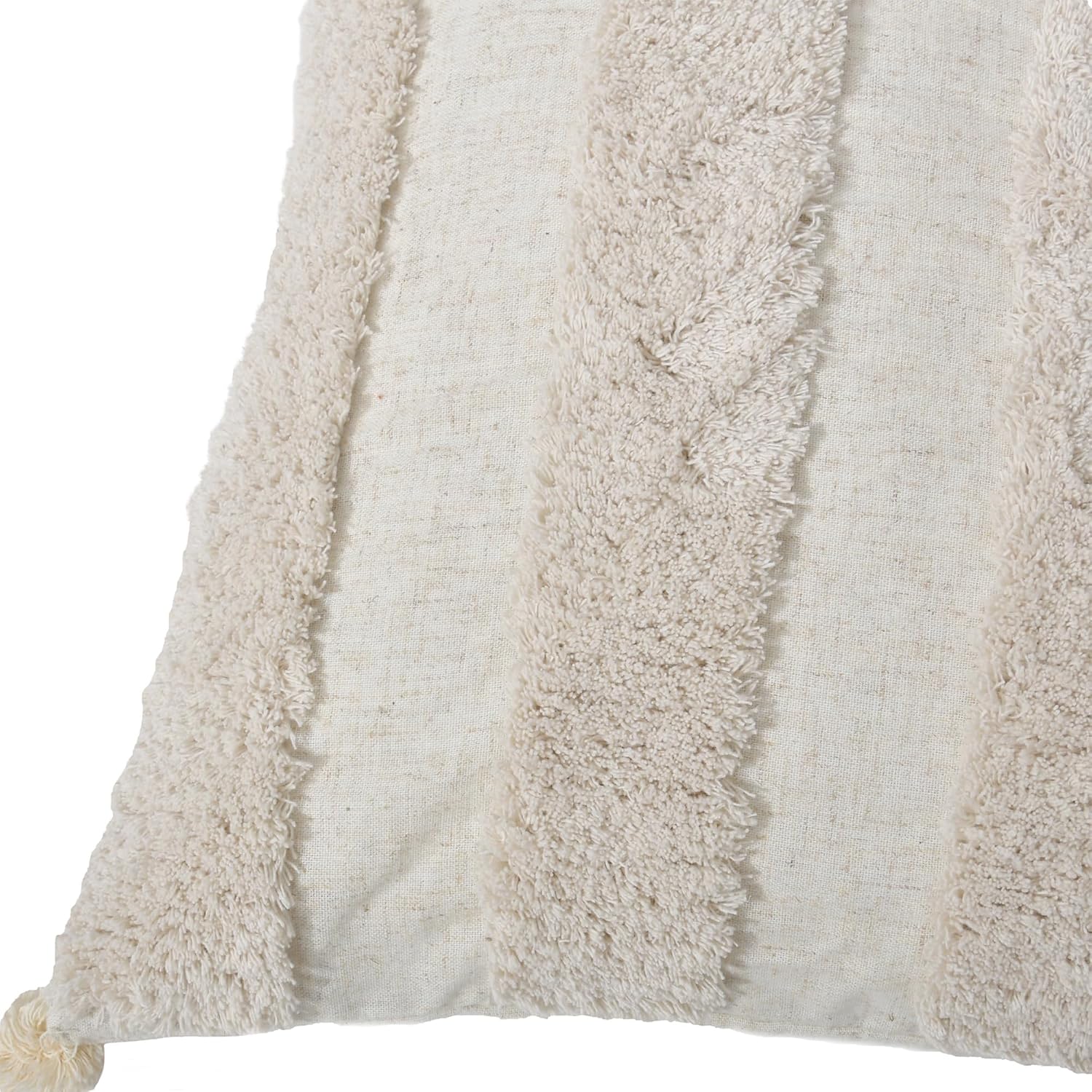 Loopuinhom Boho Pillow Covers 18X18 Inch Boho Tufted Linen Throw Pillow Covers Decorative Pompoms Cushion Cover Farmhouse Pillow Case for C…