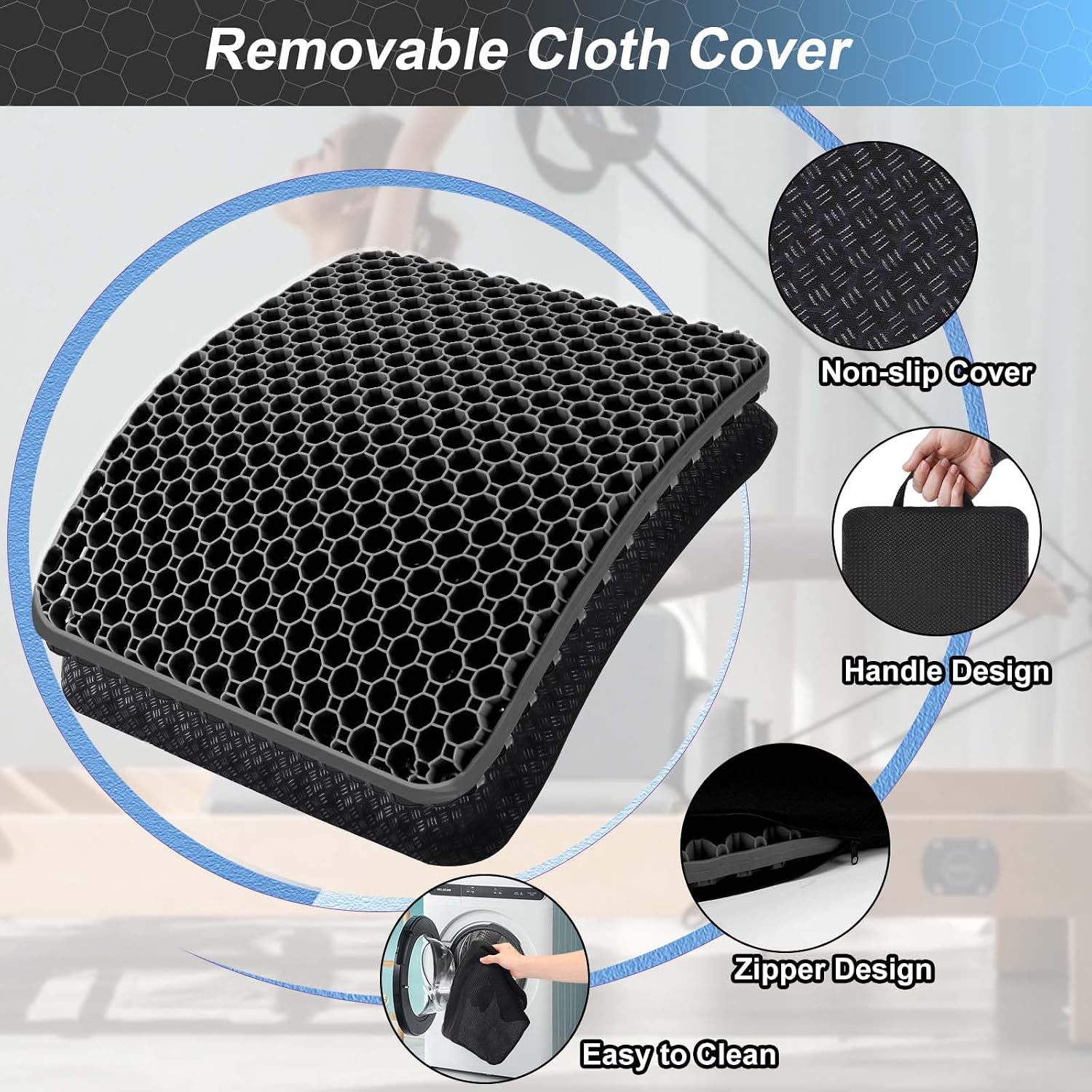 AirllantryHome Seat Cushion, Gel Seat Cushion for Long Sitting– Back, Sciatica, Tailbone Pad, 19in Seat Pad for Car, Office Chair, Wheelcha…