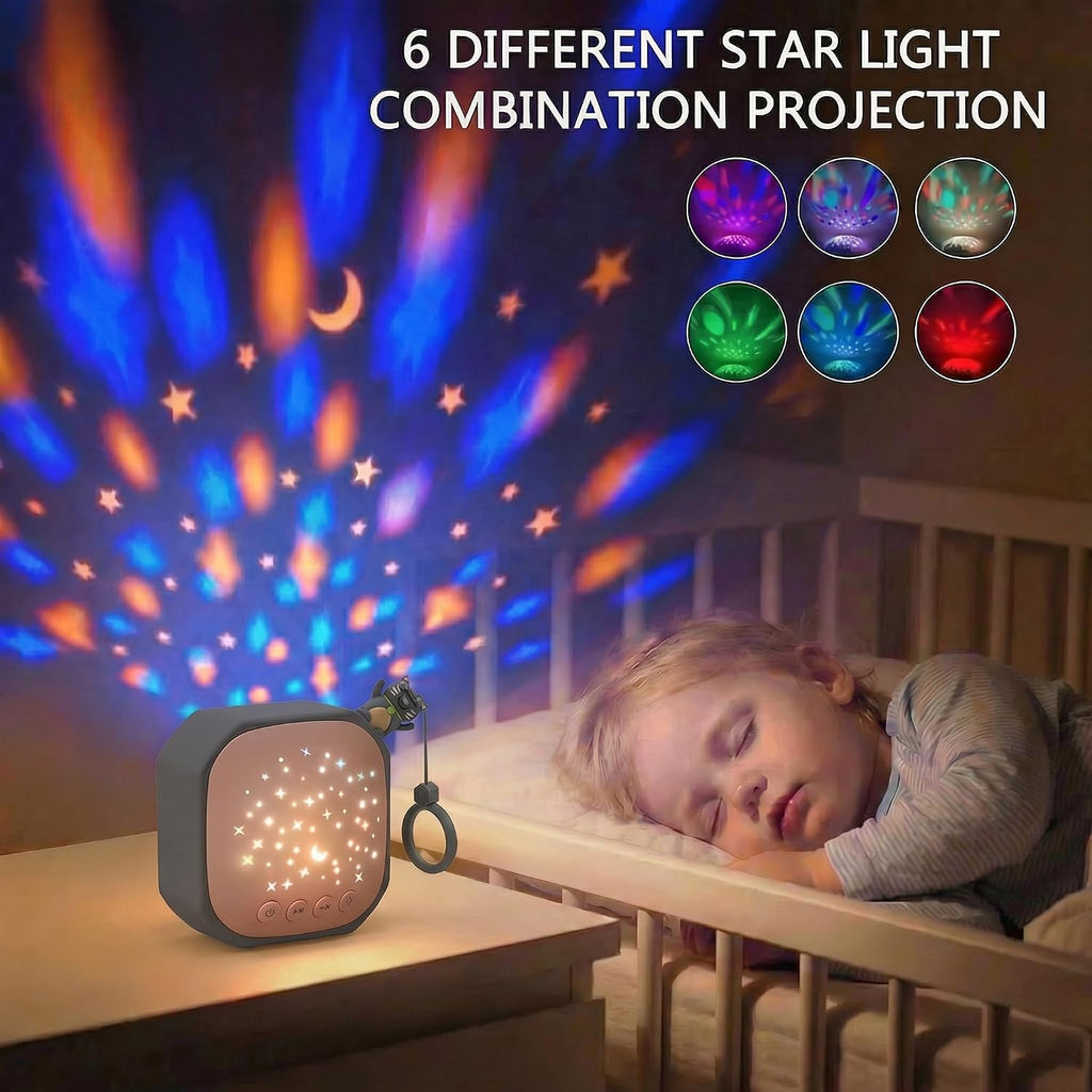 Junificent Portable White Noise Sound Machine with Star Projector | Sound relaxation Calm Music Machine Baby Sleep Soother with Hook for…