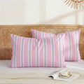 Merryword Standard Size Pillowcases, 100% Cotton Pillow Cases, Purple Striped Pillowcases, Soft Breathable Ribbon Stripe Pillow Covers, Set…