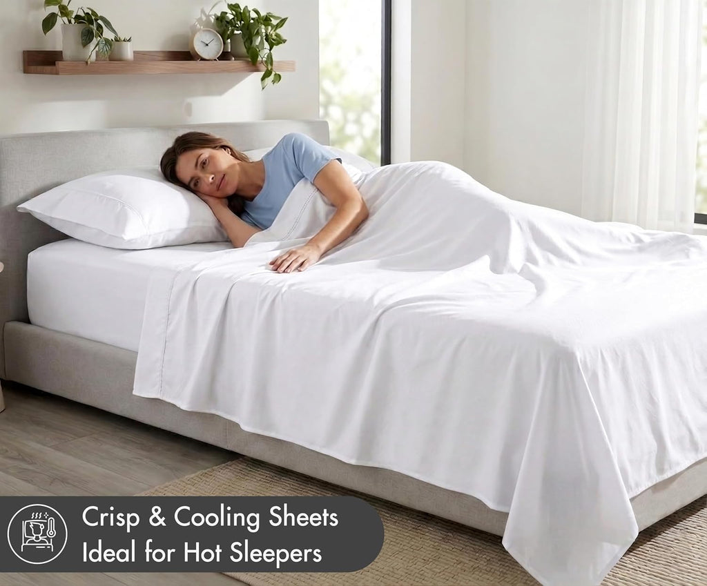 Zoyer 100% Cotton Sheets – Twin Size Percale Bedding, Cooling & Breathable, Durable with a Crisp, Soft & Comfortable Feel, 16" Deep Pocket,…