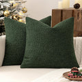 Miulee 24x24 Inch Decorative Euro Sham Pillow Covers for Bed Set of 2 Textured Boucle Neutral Throw Pillow Covers Dark Green Accent Solid P…