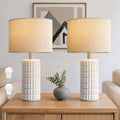 SeealleLighting Seealle 23" Modern Ceramic Table Lamps Set of 2 - Table Lamps for Living Room, Farmhouse Bedside Night Stands Lamp for Bedr…