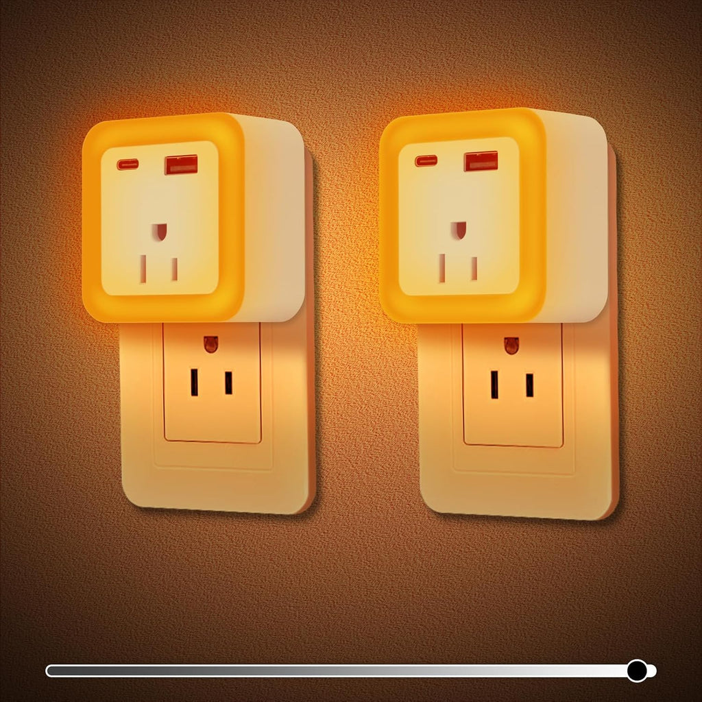 JackonLux Night Lights Plug Into Wall 2 Pack Rechargeable Battery Backup Light Dusk to Dawn Sensor Night Light with Outlet Expander for…