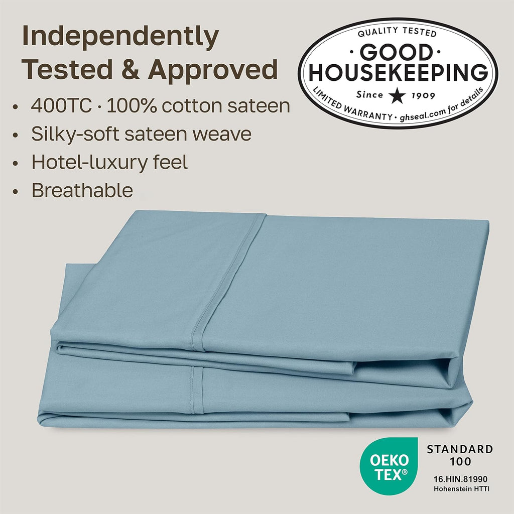 CaliforniaDesignDen California Design Den Standard Queen Size Pillowcase Set - 400 Thread Count, 100% Cotton Sateen, Set of 2 Pillow Covers…
