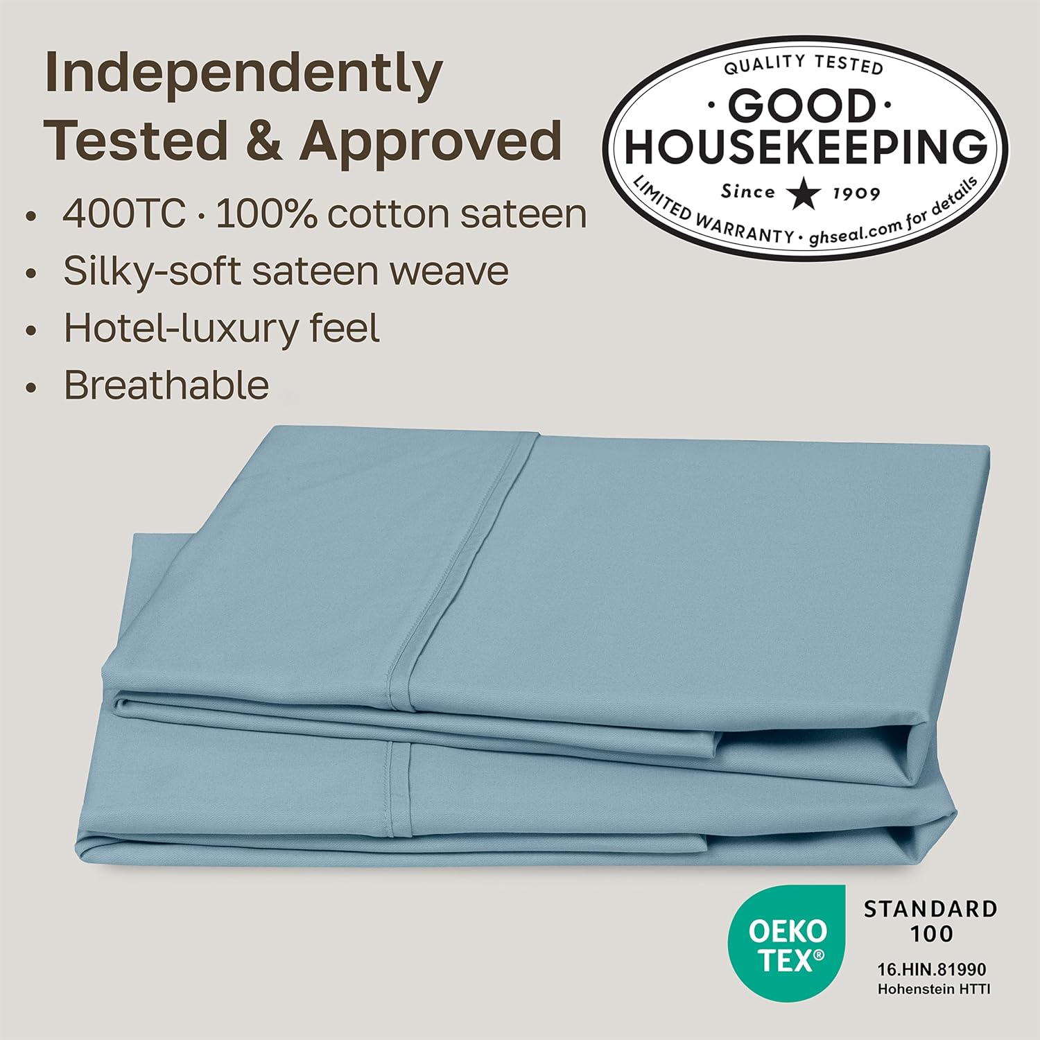 CaliforniaDesignDen California Design Den Standard Queen Size Pillowcase Set - 400 Thread Count, 100% Cotton Sateen, Set of 2 Pillow Covers…