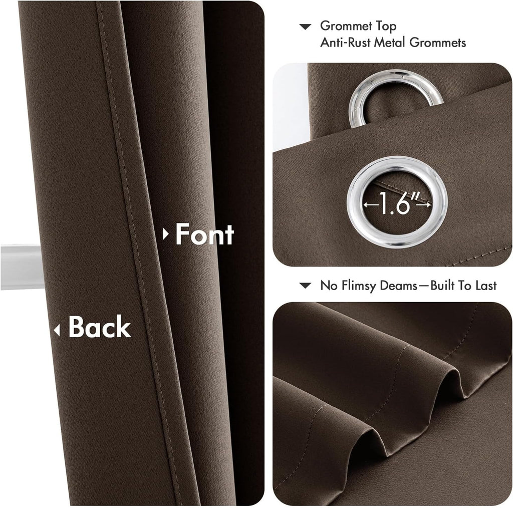 Miulee Blackout Curtains for Bedroom Living Room 2 Panels, Thermal Insulated Room Darkening Drapes Grommet Noise Reducing Light Blocking Wi…