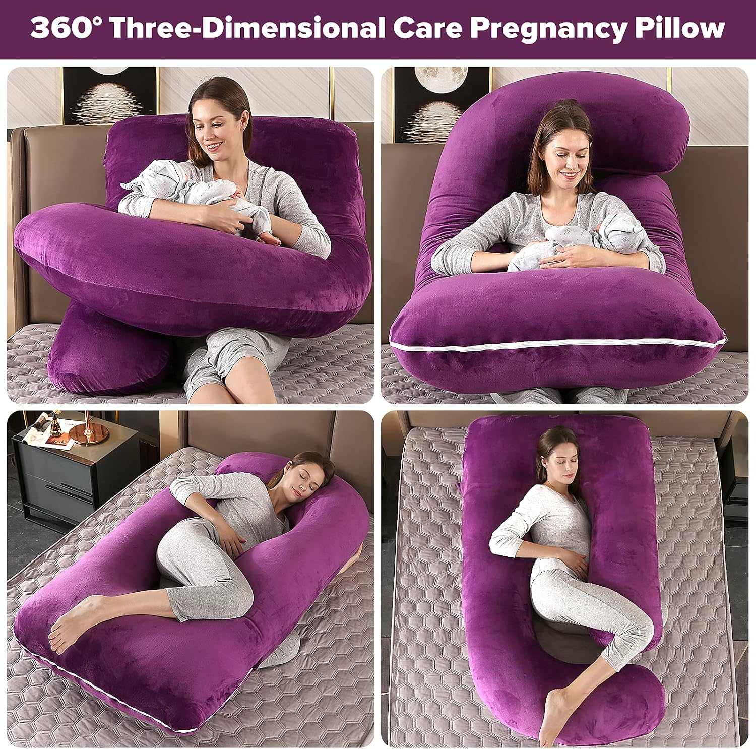 U-Shaped Full Body Pregnancy Pillow for Sleeping – 57" Maternity Pillow with Removable Cover, Support for Back, Legs, Belly & Hips…