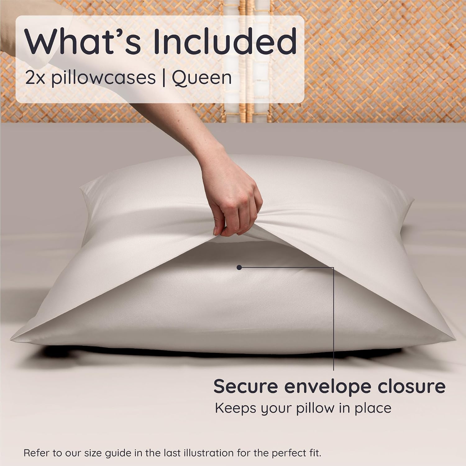 Bambaw 100% Viscose Derived from Bamboo Pillowcase Queen Size – Set of 2 Queen Cooling Pillow Cases with Envelope Closure, Breathable & Sup…