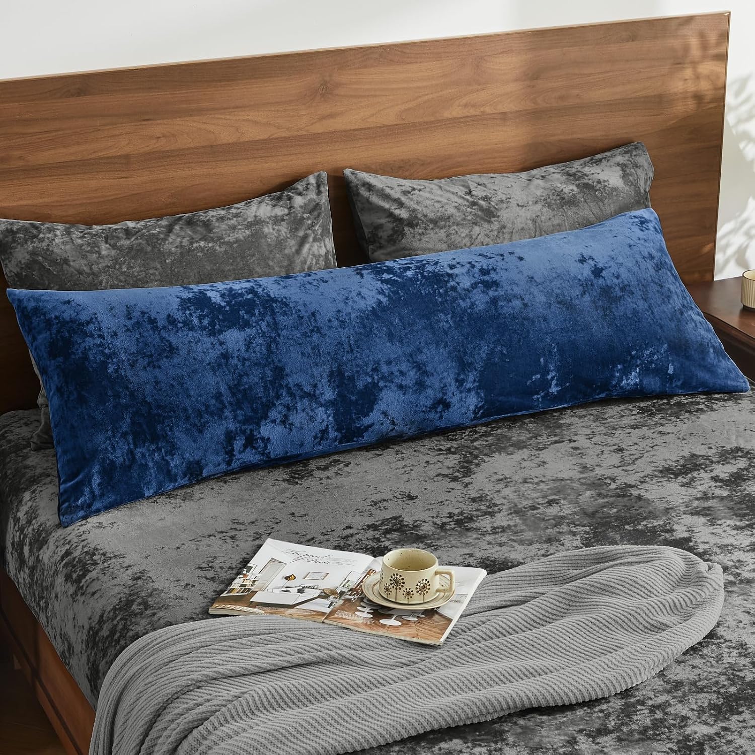 BEDELITE Velvet Body Pillow Cover with Zipper, Soft and Plush 20x54 Long Pillow Case, Velvety Smooth and Cozy Body Pillow Pillowcase for…