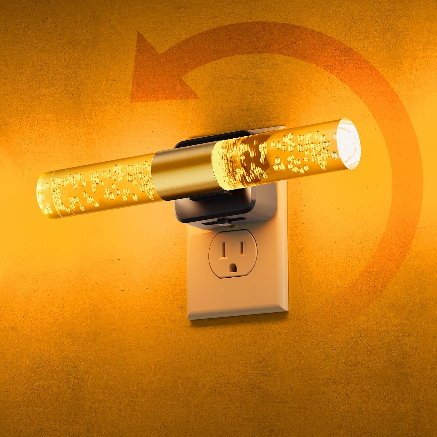 L LOHAS LED Amber Night Light, Bubble Acrylic Night Lights Plug into Wall, 180° Rotating Nightlights, Yellow Nightlights Dimmable, Light…