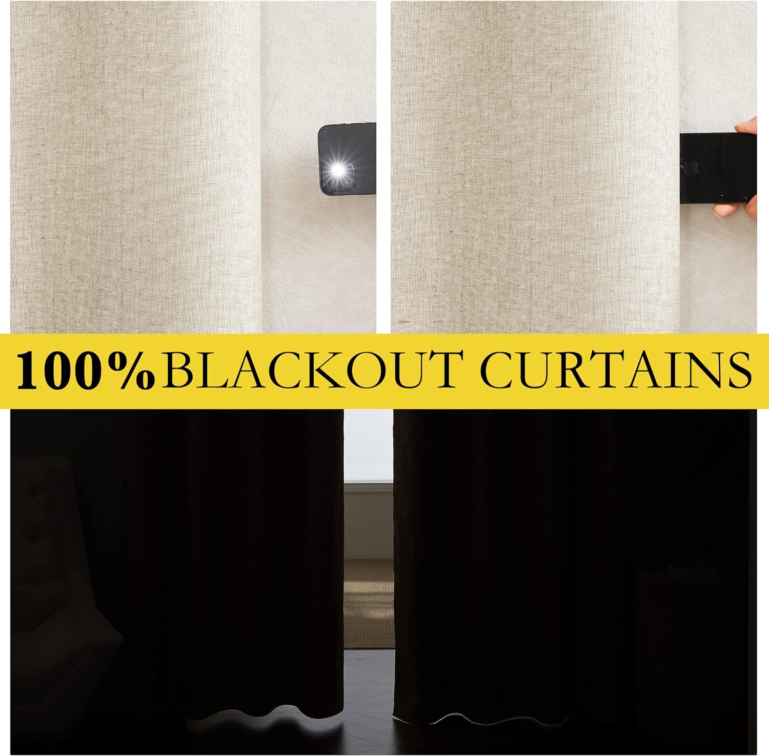 NICETOWN Full Shade Curtain Panels, 62 x 63 inch, Beige, Pair of Energy Smart & Noise Blocking Out Blackout Drapes for Dining Room…