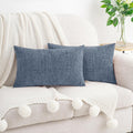 Hwy50 HWY 50 Dark Grey Blue Lumbar Pillow Covers 12x20 Inch Pack of 2, Soft Chenille Decorative Throw Pillow Covers Farmhouse for Couch Sof…