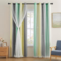 Addsomecolortolife XiDi Yellow Blackout Curtains for Bedroom, Kids Room, Girls Room - Rainbow Unicorn Wall Decals, Grey Green 34X72 Inch Lo…