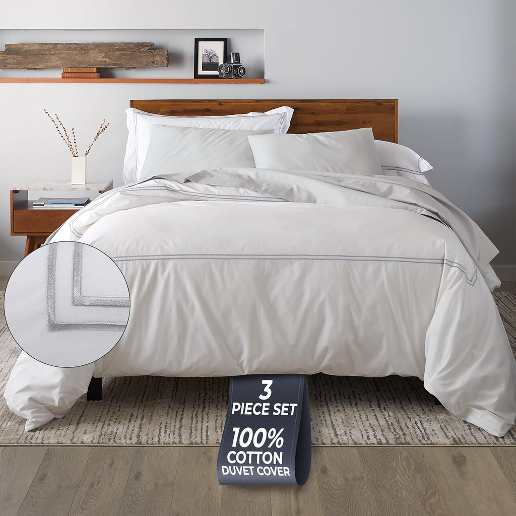 Ella Jayne Duvet Cover Queen Size (3 Pieces), 100% Cotton Percale, Full/Queen, Soft, Breathable & Lightweight, Including Duvet Cover (1…