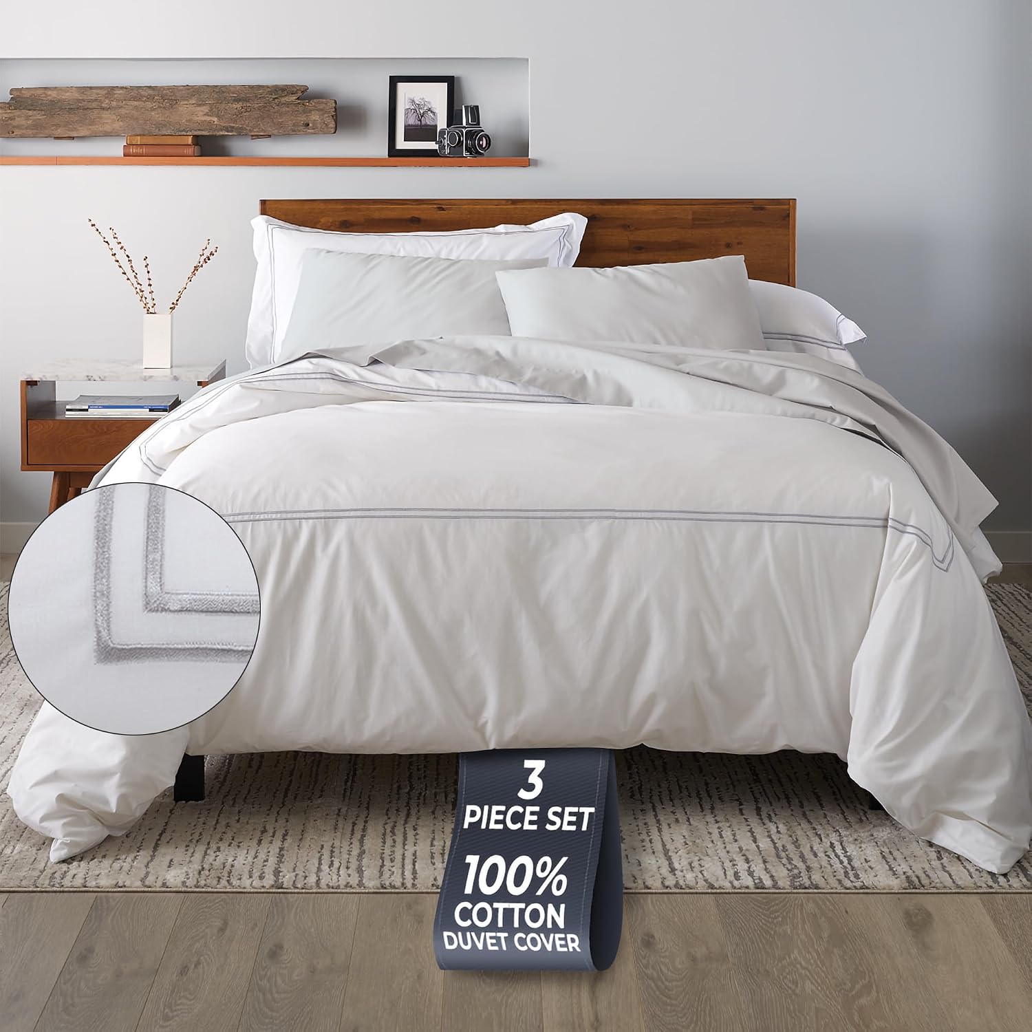 Ella Jayne Duvet Cover Queen Size (3 Pieces), 100% Cotton Percale, Full/Queen, Soft, Breathable & Lightweight, Including Duvet Cover (1…