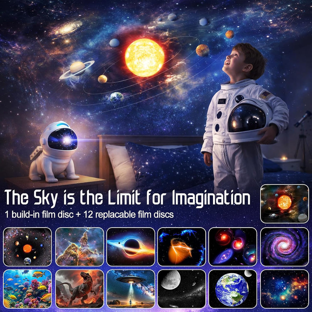 Upgraded Planetarium Projector with White Noise & Bluetooth Speaker, Astronaut Space Light Galaxy Projector for Bedroom, Ceiling Star…