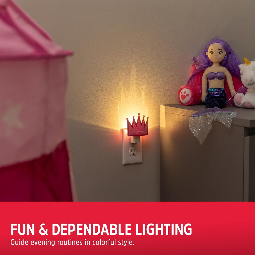 Energizer Princess Crown Night Light, Light Sensing, Soft White, Nightlight for Bedroom, Bathroom, Nursery, Hallway, Kitchen, 3000K, 82405