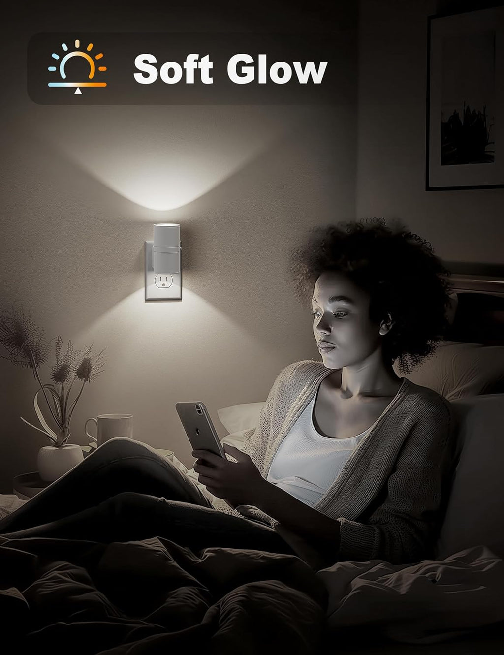 JandCase Night Lights Plug into Wall, Dimmable Night Light Plug in, Modern Night Light Dusk to Dawn Light Sensor, Cool White 5000K…