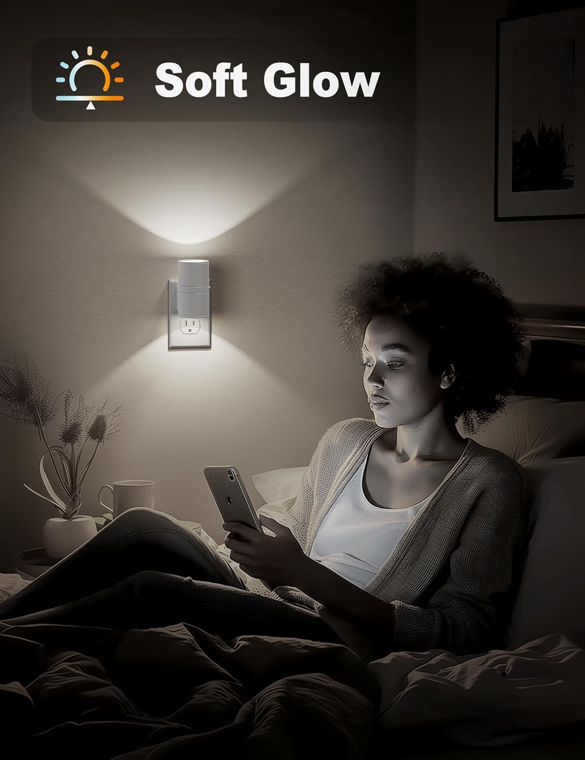 JandCase Night Lights Plug into Wall, Dimmable Night Light Plug in, Modern Night Light Dusk to Dawn Light Sensor, Cool White 5000K…