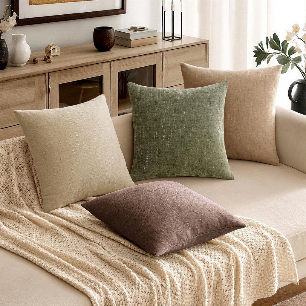 MIULEE Pack of 2 Decorative Throw Pillow Covers Soft Chenille Christmas Throw Pillows Solid Textured Cushion Covers for Spring Couch Sofa…