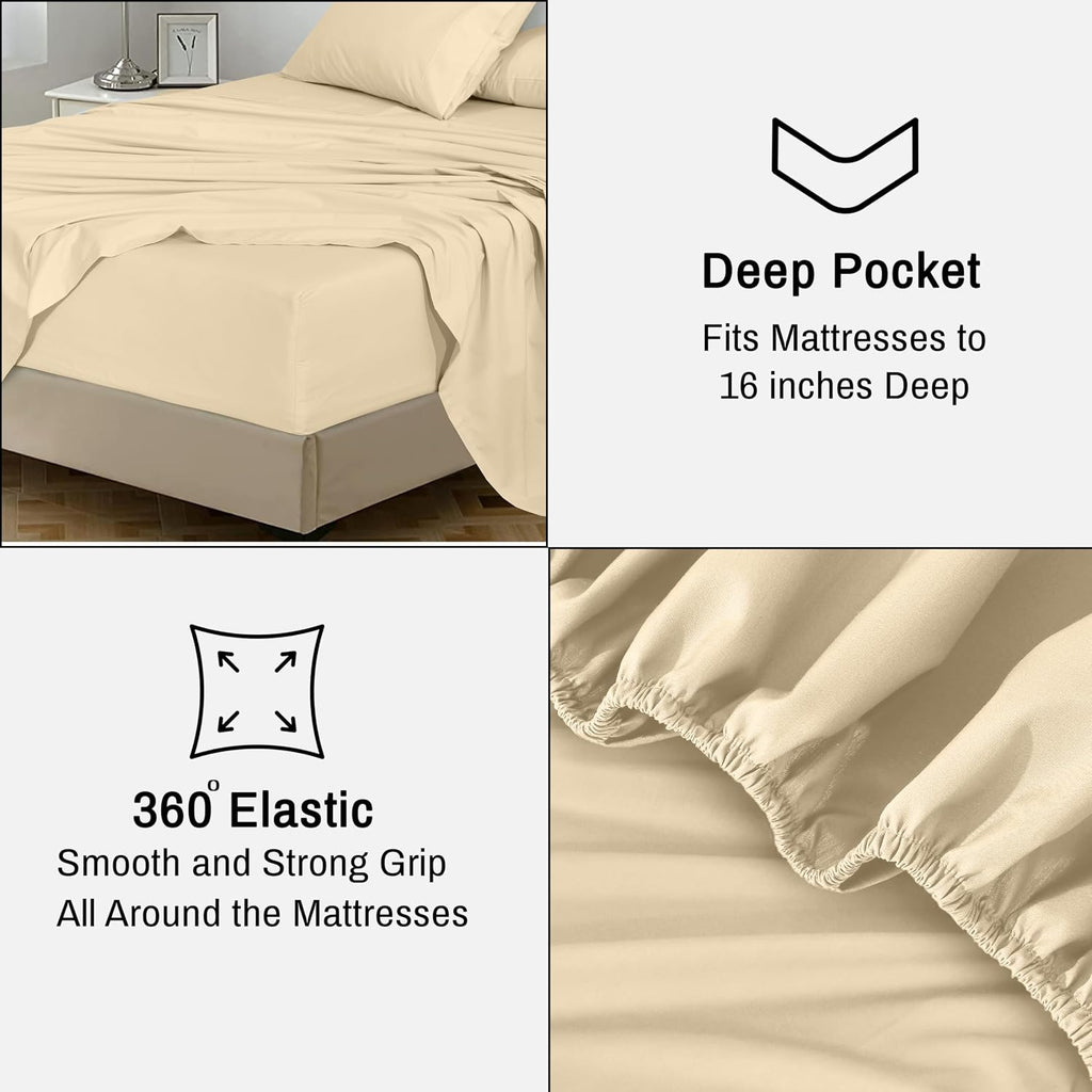 Ruvanti 100% Cotton Percale Sheets Twin XL Size – Crisp Cooling Bed Sheets for Hot Sleepers, Deep Pocket 16”, Soft Breathable & Durable Hot…