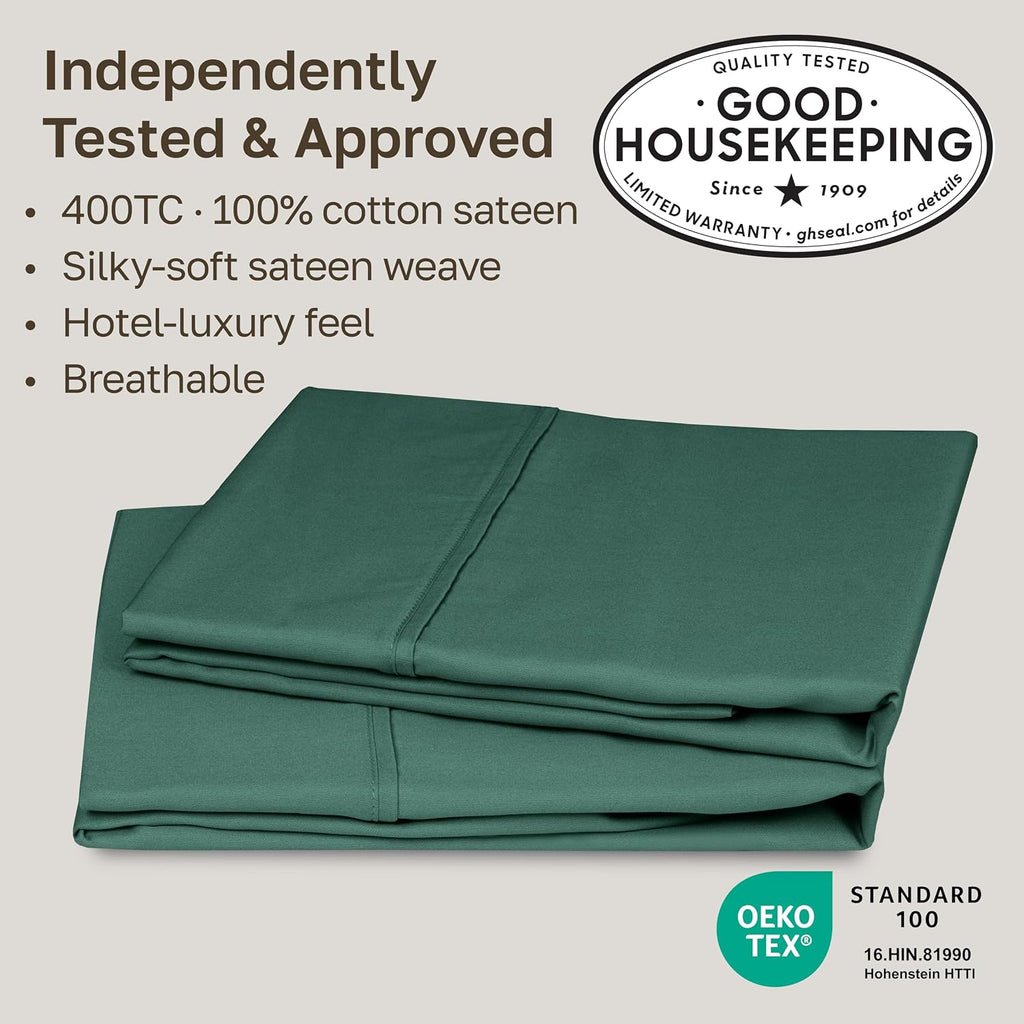 CaliforniaDesignDen California Design Den Standard Queen Size Pillowcase Set - 400 Thread Count, 100% Cotton Sateen, Set of 2 Pillow Covers…