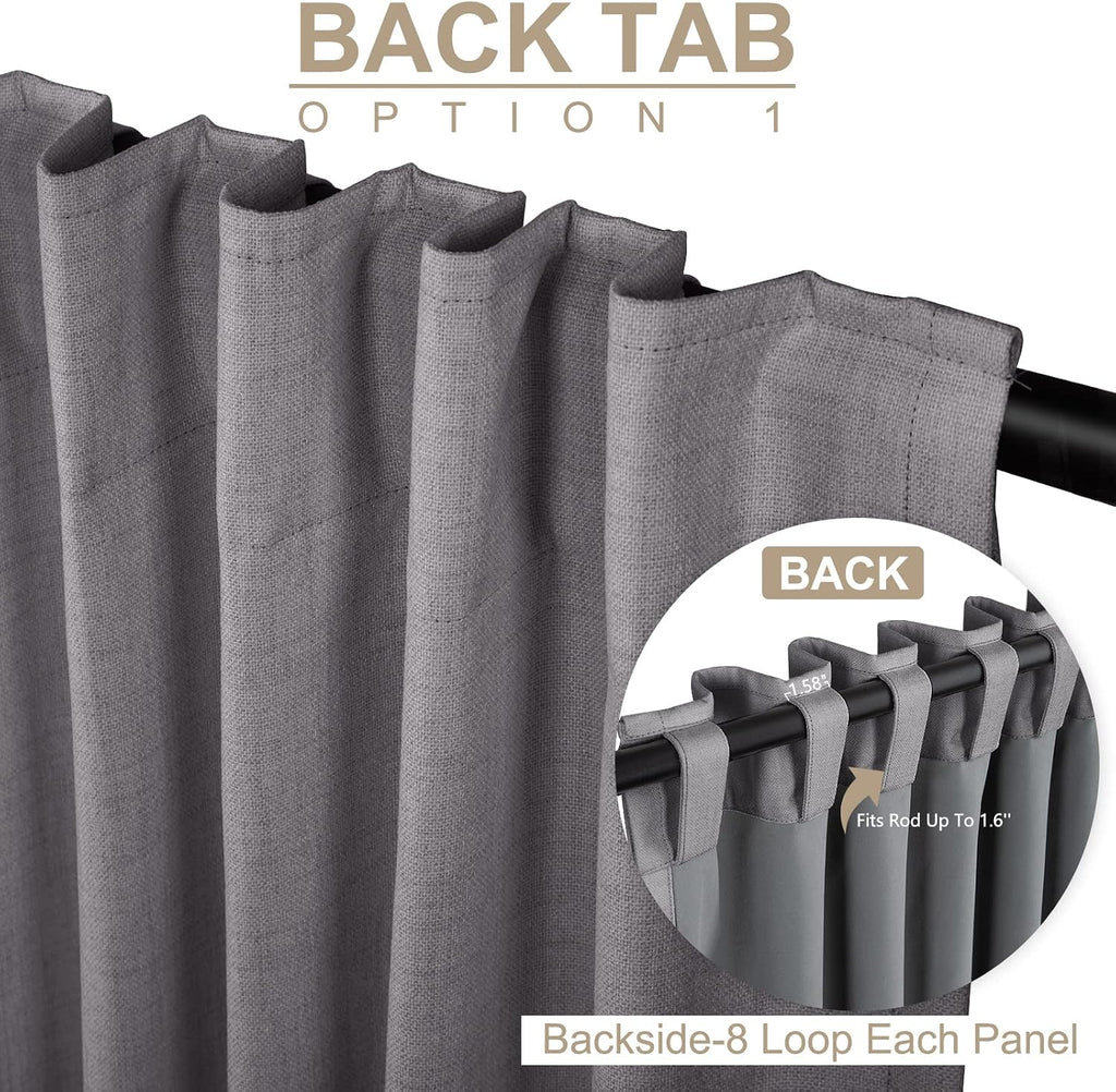 100BlackoutShield 100% Blackout Shield Linen Blackout Curtains for Bedroom 102 Inches Long, Back Tab/Rod Pocket Living Room Drapes, Thermal…