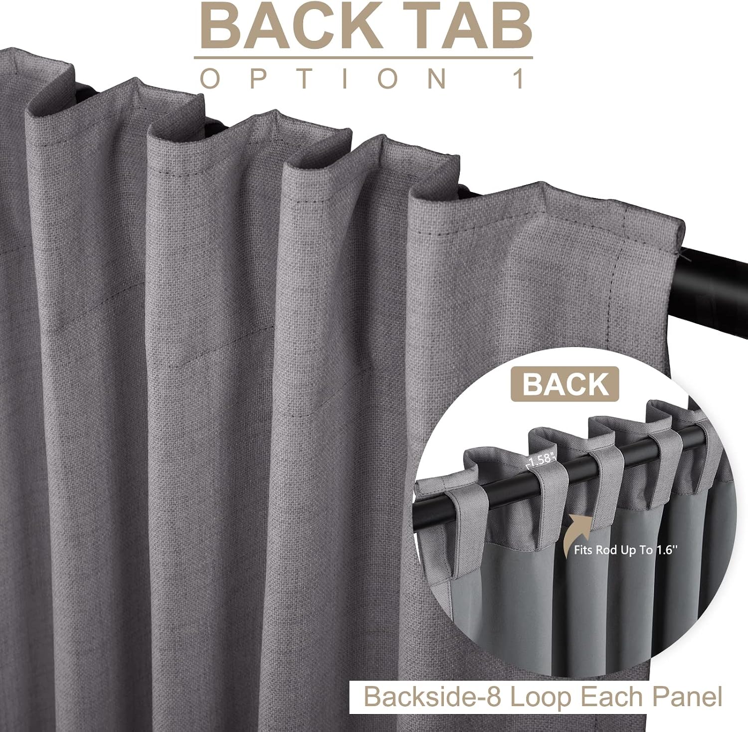 100BlackoutShield 100% Blackout Shield Linen Blackout Curtains for Bedroom 102 Inches Long, Back Tab/Rod Pocket Living Room Drapes, Thermal…