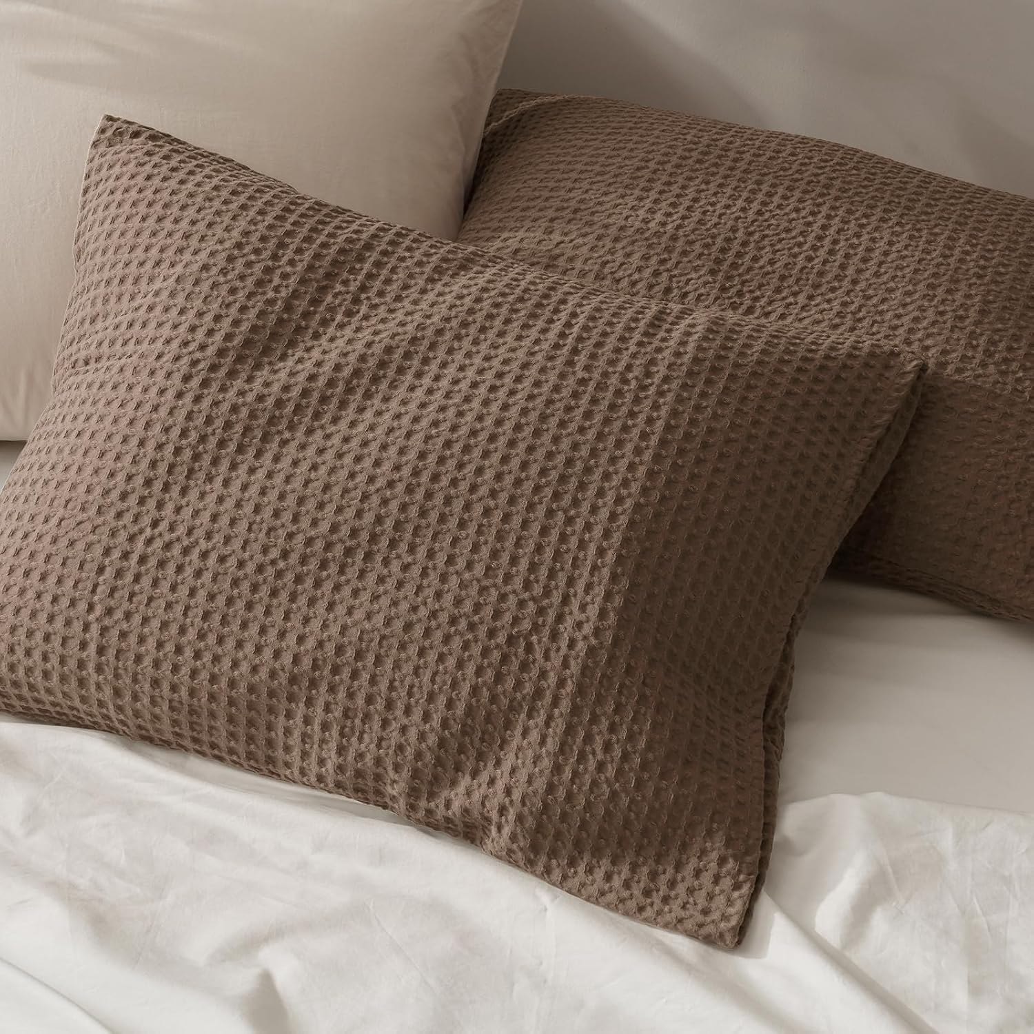 Phf Ultra Soft Waffle Weave Pillow Shams Standard Size, No Insert, 2 Pack 20" x 26" Pillowcases, Breathable & Skin-Friendly Pillow Cases, St…