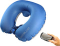 TREKOLOGY Inflatable Neck Pillow for Travel – Compact Ultralight Air Pillow with Button Inflation & Quick Deflate – Dual-Fabric Neck…