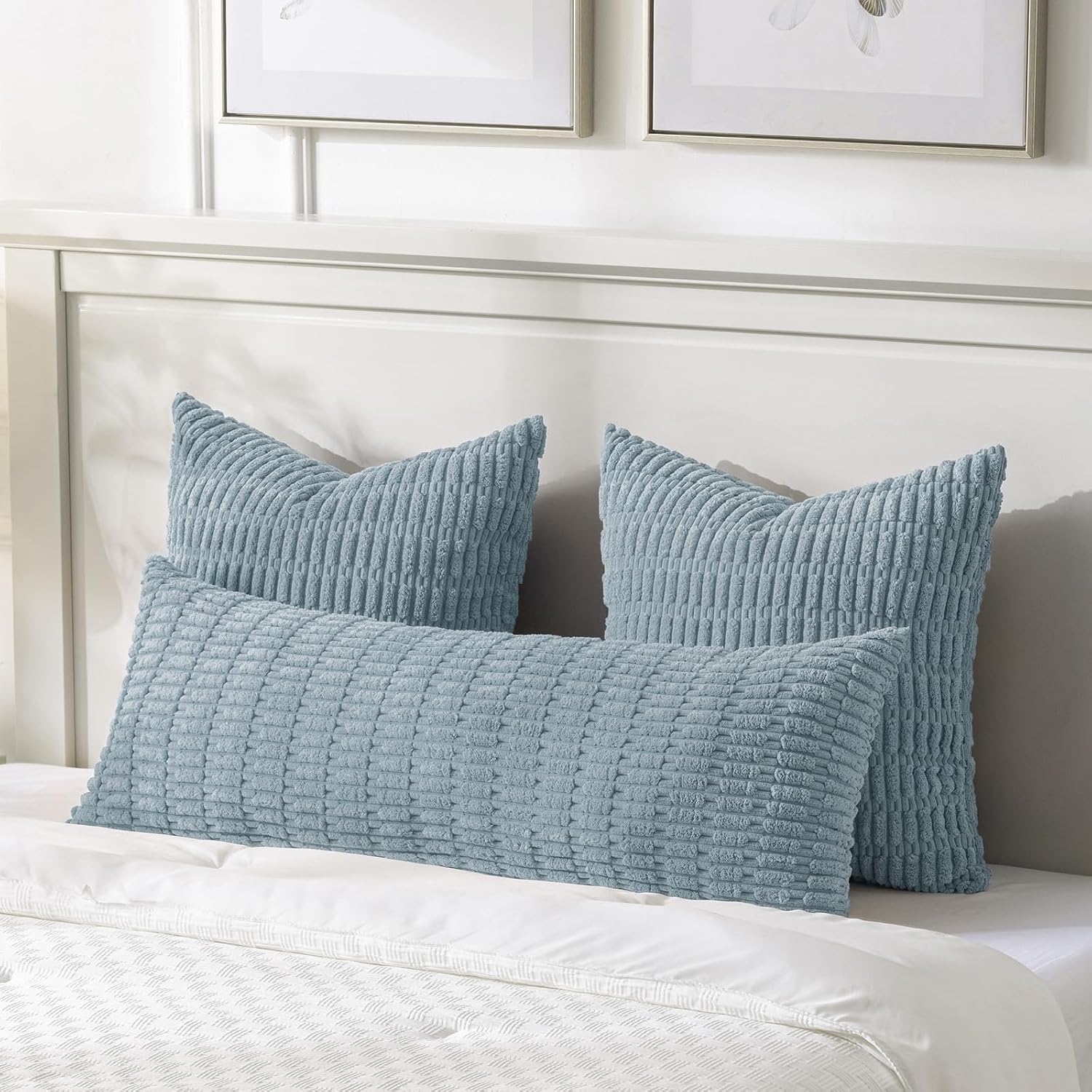 Fancy Homi Decorative Throw Pillow Covers for Bed Couch Bedroom Bench, Soft Corduroy Solid Pillow Case, Rustic Farmhouse Boho Room…
