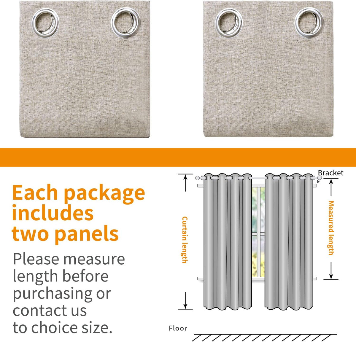 YoungsTex 72 Inches Long Linen 100% Blackout Curtains for Bedroom, Beige Thermal Insulated Drapes with Grommet Room Darkening for Farmhouse…