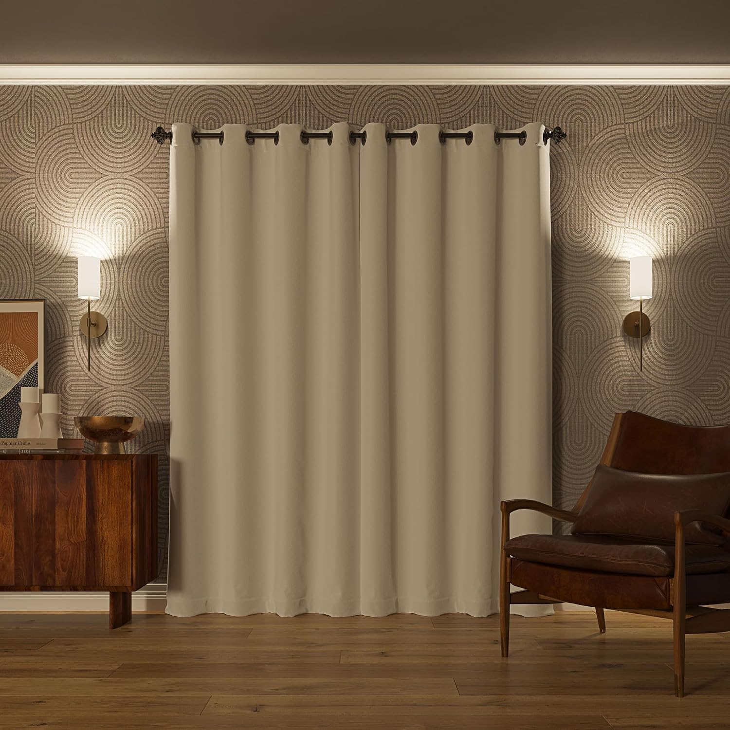 Sun Zero Nordic 2-Pack Theater Grade Noise Reducing Extreme 100% Blackout Grommet Curtain Panel Pair, 52" x 54", White