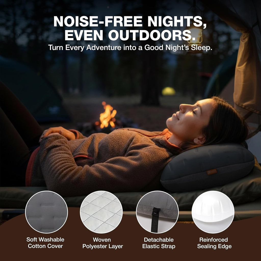 Inflatable Camping Pillow - Ultralight Compact Air Pillow for Travel, Backpacking & Hiking - Ergonomic Neck & Lumbar Support - Portable…