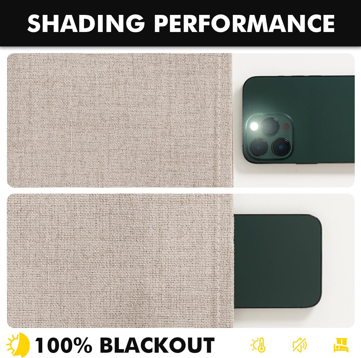 Miulee 100% Blackout Linen Curtains for Bedroom, Beige Solid Luxury Decor Thermal Insulation Room Darkening Drapes for Living Room Nursery…