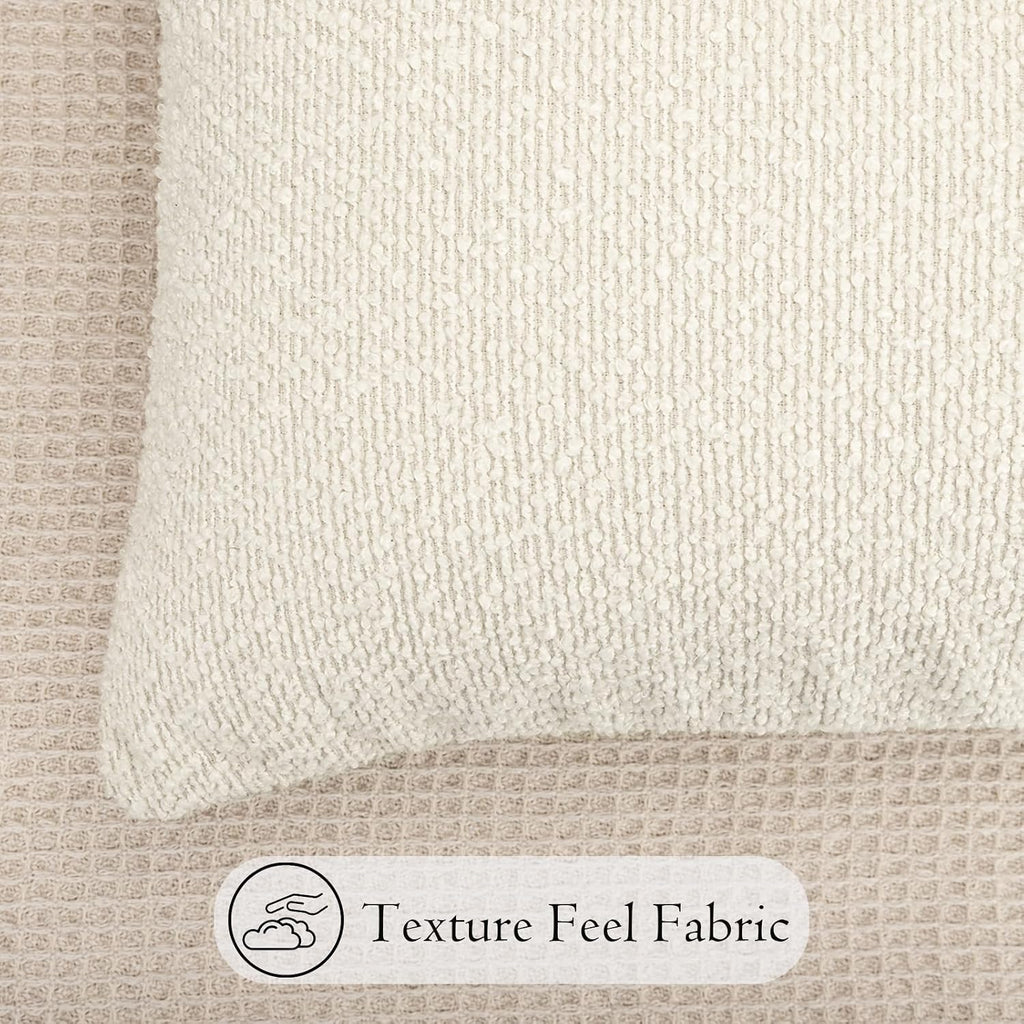 JoraLion 14x36 inch Boucle Lumbar Pillow Cover, Cream Woven Texture Neutral Long Pillow Cover Breathable Cushion Case for Couch Sofa Bed…